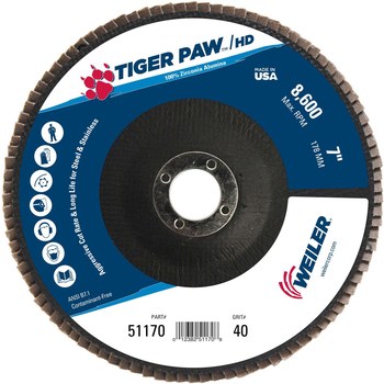 Weiler Tiger Paw Tipo 27 - Zirconia - 7 pulg. - 40 - Grueso - 51170
