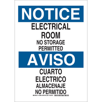 Imágen de Brady B-555 Aluminio Rectángulo Blanco Inglés/Español Cartel de seguridad eléctrica 124995 (Imagen principal del producto)