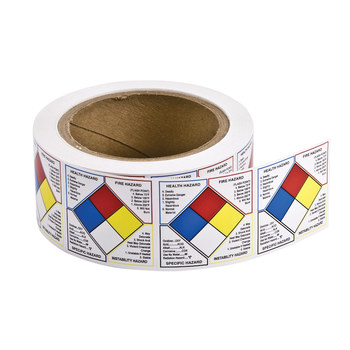 Imágen de Brady Negro/Azul/Rojo/Amarillo sobre blanco Cuadrado Escribible Papel 53067 Etiqueta de derecho a saber (Imagen principal del producto)