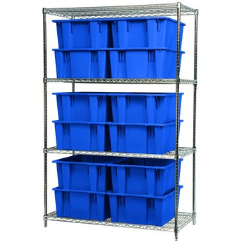 Imagen de Akro-mils AWS246035225 Nest y Stack 2000 lb Ajustable Azul Cromo Acero Abierto Ajustable Sistema de estantería fijo (Imagen principal del producto)