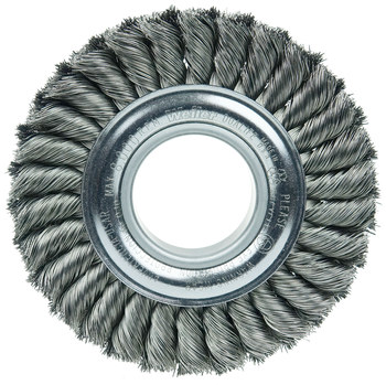 Weiler 09180 Wheel Brush - 6 in Dia - Knotted - Standard Twist Steel Bristle