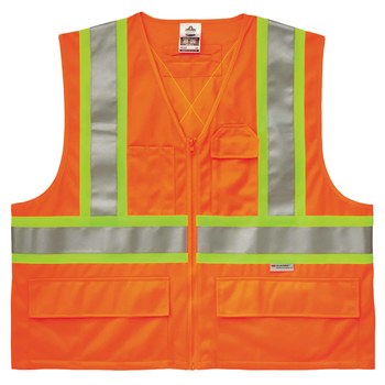 Ergodyne Glowear 8235ZX Chaleco de alta visibilidad 26183 - tamaño Pequeño/Mediano - Poliéster - Naranja de alta visibilidad - ANSI clase 2