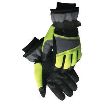 Imágen de Chicago Protective Apparel Mechflex Negro/Verde de alta visibilidad Grande Cuero Piel de cerdo Cuero Guantes de mecánico (Imagen principal del producto)