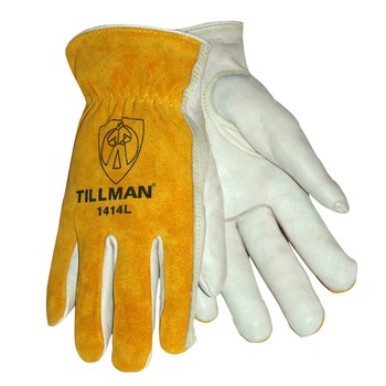 Imágen de Tillman 1414 Blanco/dorado Extrapequeño Cuero Grano Cuero vacuno Cuero Guante para conductor (Imagen principal del producto)