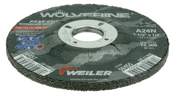 Weiler Wolverine Rueda esmeriladora de superficie 56457 - 4-1/2 pulg - Óxido de aluminio - 24 - N