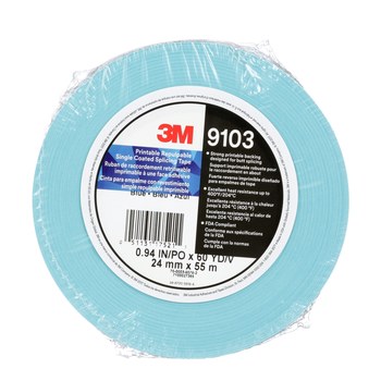 3M 9103RW Azul Cinta de empalme - 24 mm Anchura x 55 m Longitud - 4.5 mil Espesor - Un solo lado Adhesiva - 17562