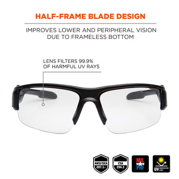 Ergodyne Skullerz Dagr Lentes de seguridad lente Transparente - Medio marco - 720476-52400