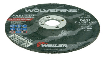 Weiler Wolverine Rueda de corte 56474 - Tipo 27 - rueda de centro hundido - 4 pulg. - Óxido de aluminio - 24 - T