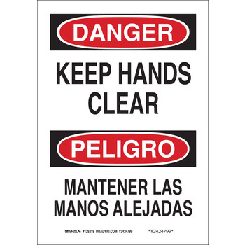 Imágen de Brady B-302 Poliéster Rectángulo Blanco Inglés/Español Cartel de seguridad del equipo 90819 (Imagen principal del producto)