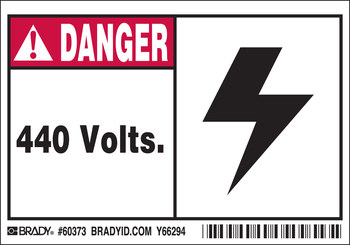 Imágen de Brady Negro/Rojo sobre blanco Rectángulo Laminado Poliéster 60373 Etiqueta de advertencia de alto voltaje (Imagen principal del producto)