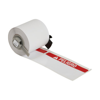 Brady M6-38-595-PEL Rollo de etiquetas troqueladas para impresoras - Vinilo - Rojo sobre blanco - B-595
