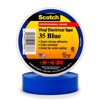 3M Scotch 35 Azul Cinta aislante - 1/2 pulg. x 20 pies - Grosor 7 mil - 10240