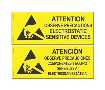 Imágen de Desco PVC de alto impacto Rectángulo Amarillo Inglés/Español Cartel de seguridad eléctrica (Imagen principal del producto)