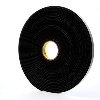 3M 4504 Negro Cinta de espuma de un solo lado - 3/4 pulg. Anchura x 18 yd Longitud - 1/4 pulg. Espesor - 03319