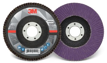 3M 769F Tipo 27 Recubierto Óxido de aluminio cerámico Disco de Aletas - Diámetro 4 1/2 pulg. - Agujero Central 7/8 pulg. - 05924