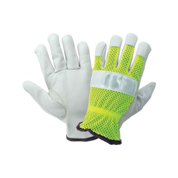 Global Glove 3100GHV Amarillo/verde reflectante Grande Cuero Piel de cabra Cuero Guante para conductor - 3100ghv lg