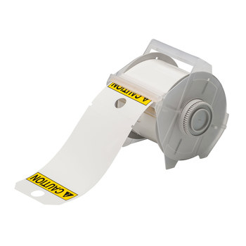 Imágen de Brady Negro/Amarillo sobre blanco Exterior Poliéster Transferencia térmica 121545 Rollo de etiquetas para impresora de transferencia térmica continua (Imagen principal del producto)