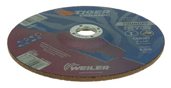 Weiler Tiger Ceramic Rueda de desbaste con centro hundido 68386 - 7 pulg. - Cerámico - 30 - T