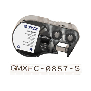 Brady M4C-500-499 Etiquetas adhesivas multiuso agresivas - 0.5 pulg. x 16 pies - Nailon - Negro sobre blanco - B-499