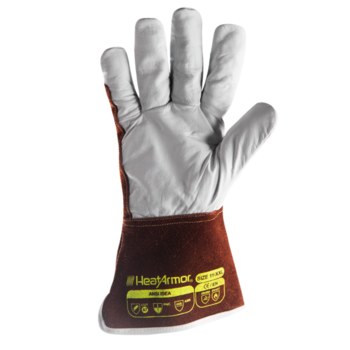 HexArmor HeatArmor 5058 8 Revestimiento de mezcla de HPPE/poliéster/acero Grano Piel de cabra Revestimiento de mezcla de HPPE/poliéster/acero Guante para soldadura - 5058 SZ 8