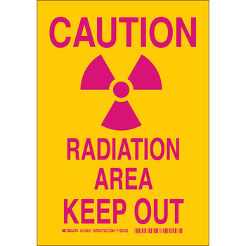 Imágen de Brady B-555 Aluminio Rectángulo Amarillo Inglés Cartel de peligro de radiación 124229 (Imagen principal del producto)