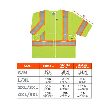 Ergodyne Glowear 8330Z Chaleco de alta visibilidad 22185 - tamaño Grande/XG - Poliéster - Lima de alta visibilidad - ANSI clase 3