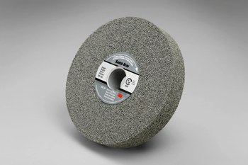 3M Scotch-Brite Convoluto Carburo de silicio Duro Rueda de desbaste - Fina grado - Accesorio Eje - Diámetro 6 pulg. - Agujero Central 1 pulg. - Grosor 1/2 pulg. - 60447