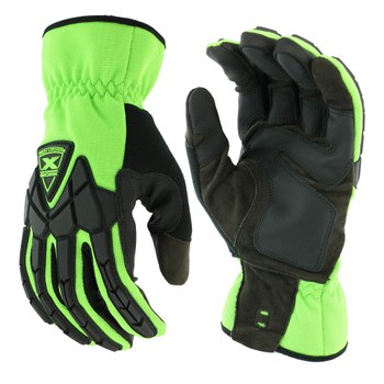 West Chester Extreme Work Strike ProteX 89305 Negro/Verde Grande Cuero Sintético Cuero Guantes de trabajo - Pulgar montado - Longitud 10.375 pulg. - 662909-509222
