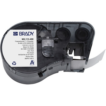 Brady FreezerBondz M5-113-490 Etiquetas criogénicas - 1.5 pulg. x 2.2 pulg. - Poliéster - Negro sobre blanco - B-490