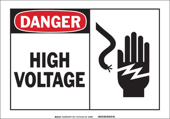 Imágen de Brady B-120 Poliéster reforzado con fibra de vidrio Rectángulo Blanco Inglés Cartel de seguridad eléctrica 62868 (Imagen principal del producto)