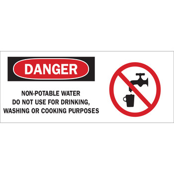 Imágen de Brady B-120 Poliéster reforzado con fibra de vidrio Rectángulo Blanco Inglés Cartel de saneamiento de agua 69409 (Imagen principal del producto)