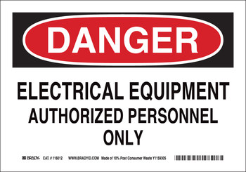 Imágen de Brady B-563 Polipropileno de alta densidad Rectángulo Blanco Inglés Cartel de seguridad eléctrica 116176 (Imagen principal del producto)