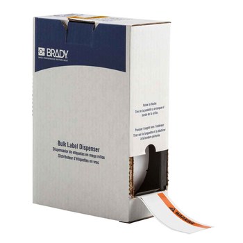 Imágen de Brady ToughWash Negro/Naranja sobre blanco Poliéster Transferencia térmica BM7C-2000-855-WAR Etiquetas resistentes al lavado (Imagen principal del producto)