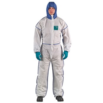 Ansell Microchem Overoles para trabajo y uso general W18B195 WN18-B-92-195-04 - tamaño Grande - Blanco - 19547