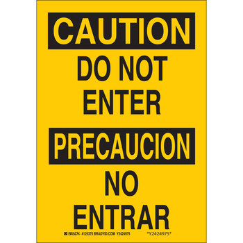 Imágen de Brady B-401 Poliesterino de alto impacto Rectángulo Amarillo Inglés/Español Cartel de área restringida 125374 (Imagen principal del producto)