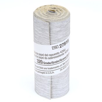 3M Stikit Rollo de lijado 27816 - 2 1/2 pulg. x 100 pulg. - Carburo de silicio - 320 - Extrafino