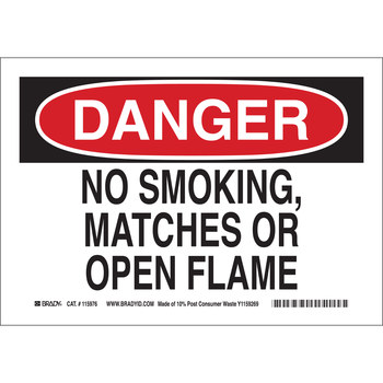 Imágen de Brady B-563 Polipropileno de alta densidad Rectángulo Blanco Inglés Letrero de no fumar 116140 (Imagen principal del producto)