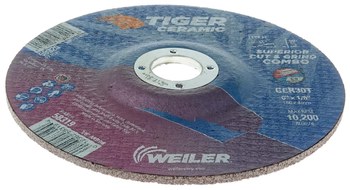 Weiler Tiger Ceramic Disco de corte y esmerilado 58319 - 6 pulg. - Cerámico - 30 - T