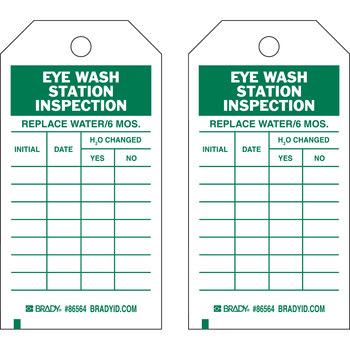 Imágen de Brady Verde sobre blanco Laminado, Ojal de metal, Escribible Poliéster Lavado de ojos 86564 Etiqueta de lavado de ojos (Imagen principal del producto)
