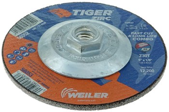 Weiler Tiger Zirc Disco de corte y esmerilado 58052 - 5 pulg. - Zirconio - 30 - T
