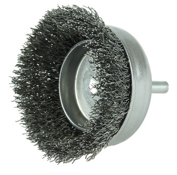 Weiler Wolverine Acero Cepillo de copa - Accesorio Vástago sin rosca - Diámetro 3 pulg. - Diámetro de la cerda 0.014 pulg. - 36230