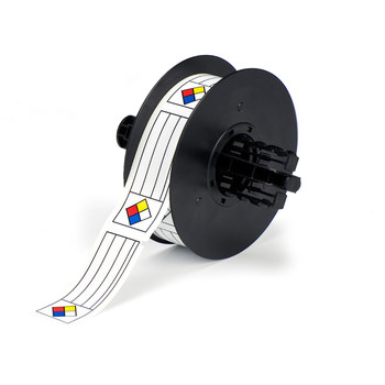 Brady B30-246-595-NFR Rollo de etiquetas precortadas para impresora de transferencia térmica NFPA - 3 pulg. x 1.125 pulg. - Vinilo - Azul/Rojo/Blanco/Amarillo - B-595