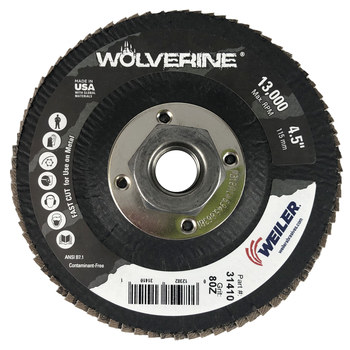Weiler Wolverine Tipo 27 - Zirconia - 4 1/2 pulg. - 80 - Mediano - 31410