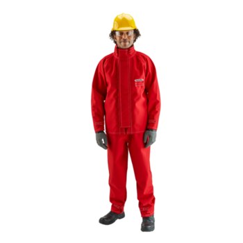 Ansell AlphaTec Chaqueta resistente a productos químicos 66-660 666607XL - tamaño 7XG - 30 pulg. - CPC trilaminado de poliéster - Rojo - 11995