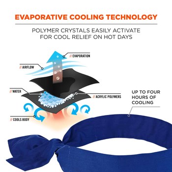 Ergodyne Chill-Its 6700 Azul Sólido Polímero activado Pañuelo - 720476-12307