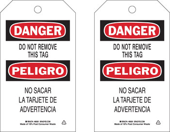 Imágen de Brady Negro/Rojo sobre blanco Ojal de metal, Autolaminados, Escribible Poliéster 86581 Etiqueta de seguridad del equipo (Imagen principal del producto)