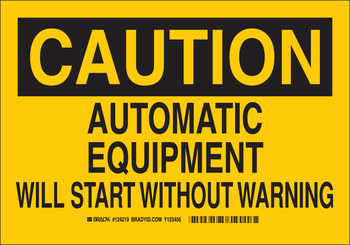Imágen de Brady B-555 Aluminio Rectángulo Amarillo Inglés Cartel de seguridad del equipo 124217 (Imagen principal del producto)