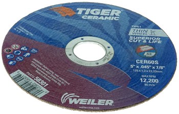 Weiler Tiger Ceramic Rueda de corte 58301 - Tipo 1 (recto) - 5 pulg. - Cerámico - 60