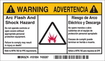 Imágen de Brady Negro/Naranja sobre blanco Rectángulo Laminado Poliéster 101954 Etiqueta de arco eléctrico (Imagen principal del producto)