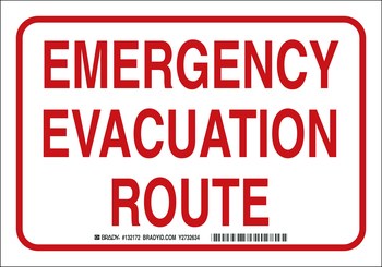 Imágen de Brady B-401 Poliesterino de alto impacto Rectángulo Blanco Inglés Cartel de ruta de evacuación 132168 (Imagen principal del producto)